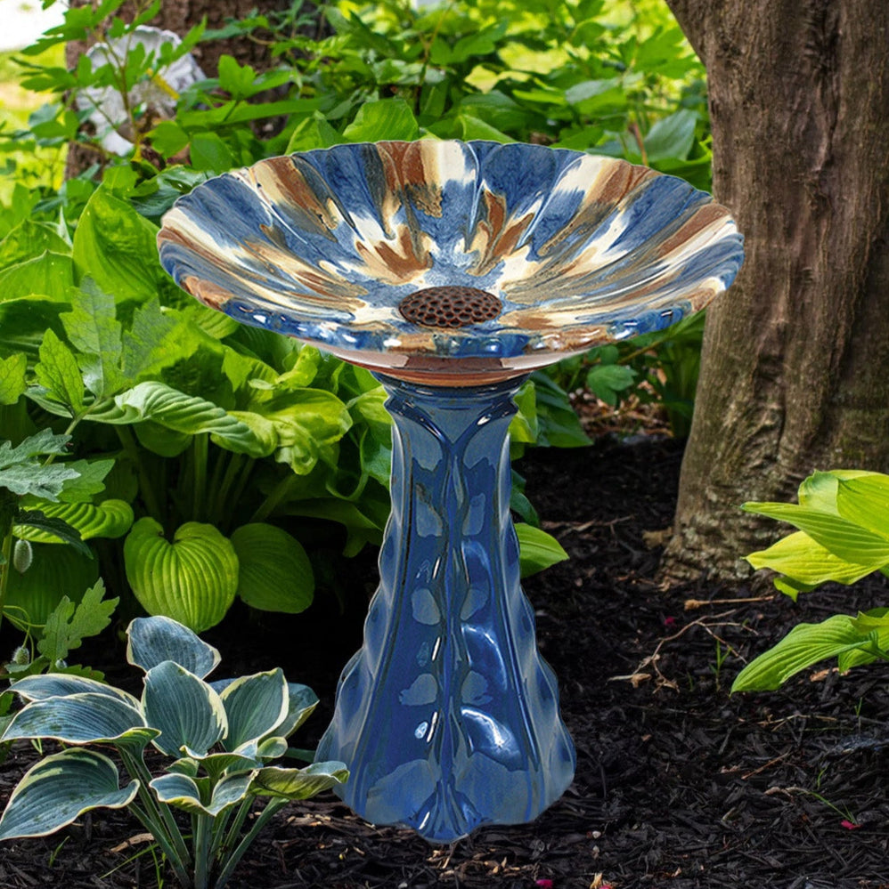 Hand-Painted Ceramic Bird Bath