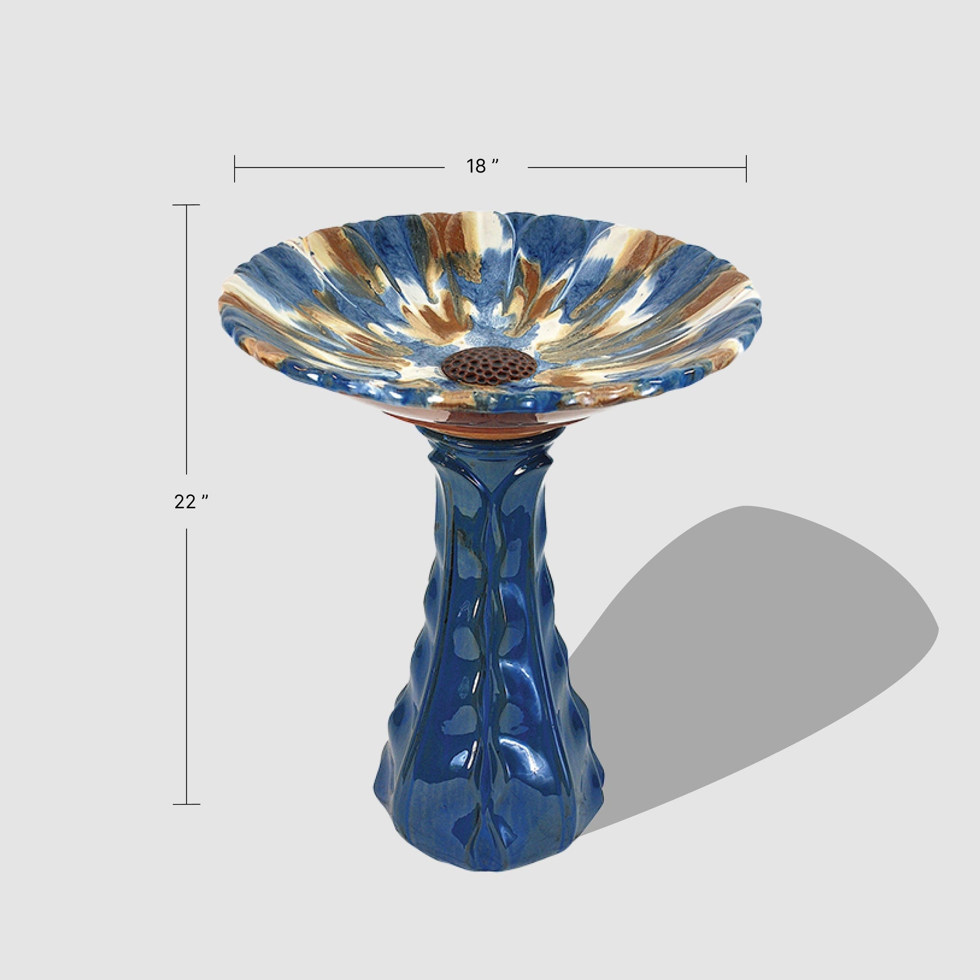 Hand-Painted Ceramic Bird Bath