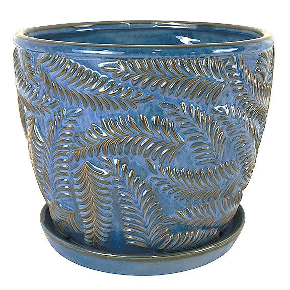 Beach Fern Planter with Attached Saucer