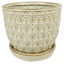 Beaded Diagonal Planter with Attached Saucer