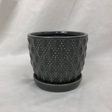 Beaded Diagonal Planter with Attached Saucer