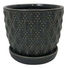 Beaded Diagonal Planter with Attached Saucer