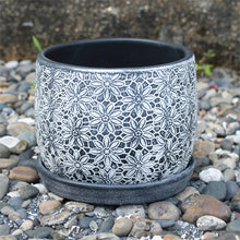 Floral Lace Stamp Planter with Attached Saucer