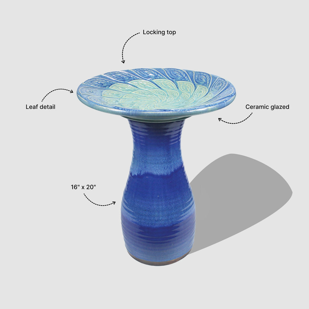 Hand-Painted Ceramic Bird Bath