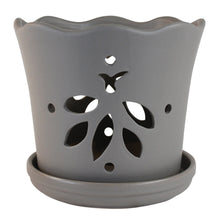 Butterfly Orchid Pot with Attached Saucer