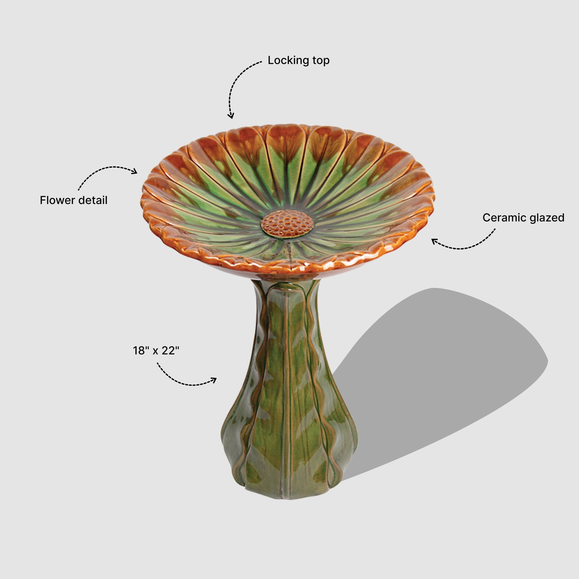 Hand-Painted Ceramic Bird Bath