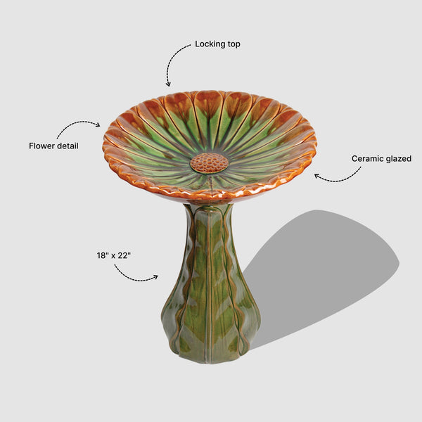 Hand-Painted Ceramic Bird Bath