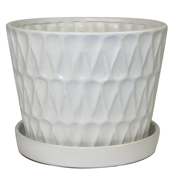Frequency Pot Ceramic Planter With Attached Saucer