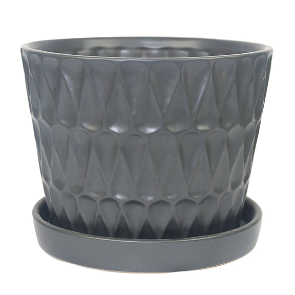 Frequency Pot Ceramic Planter With Attached Saucer