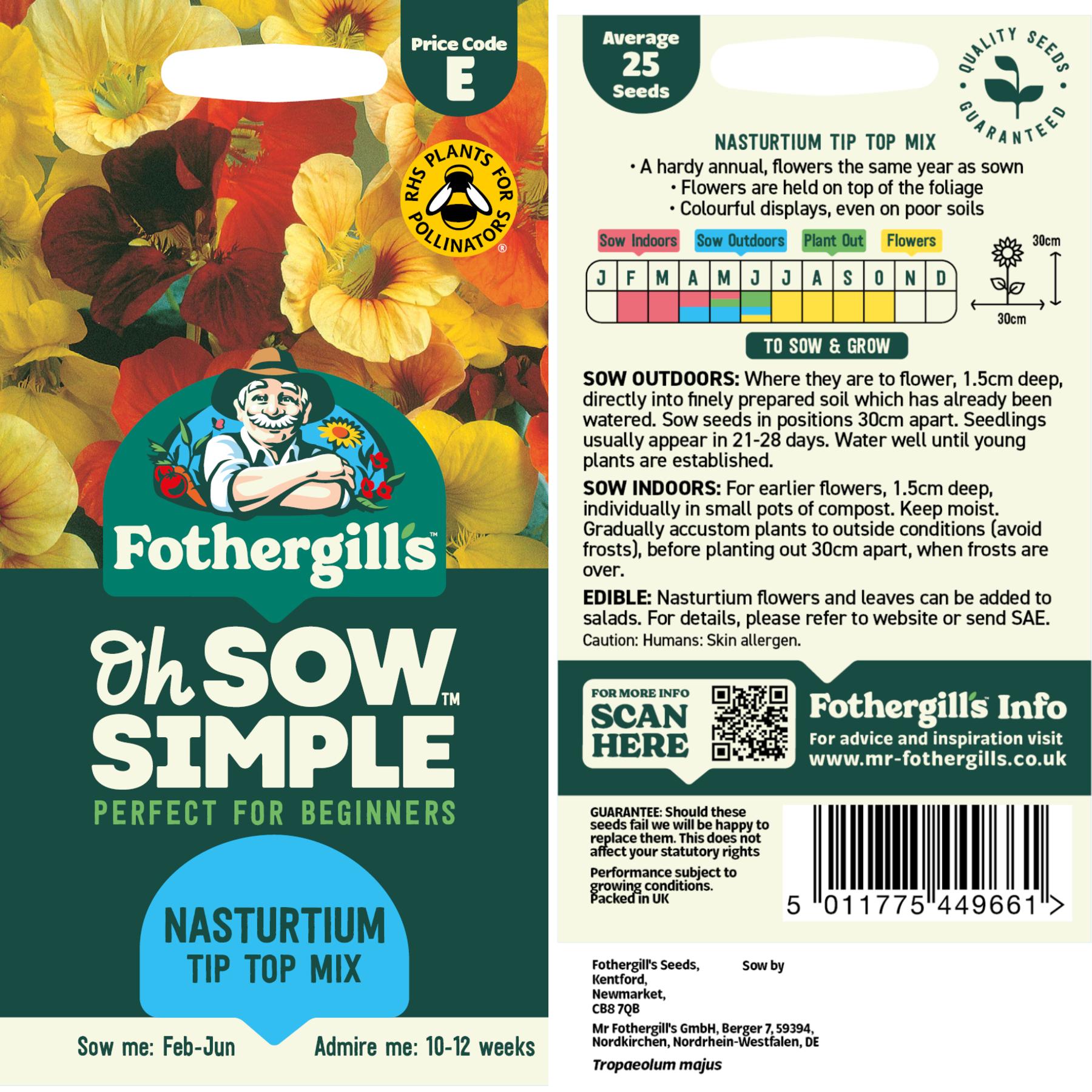 Nasturtium Tip Top Mix Seed