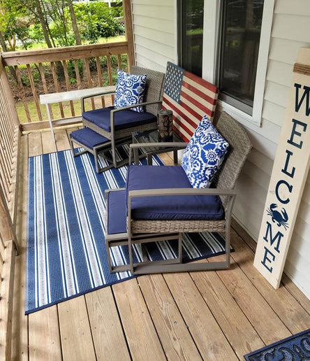Vertical Stripe Blue & White