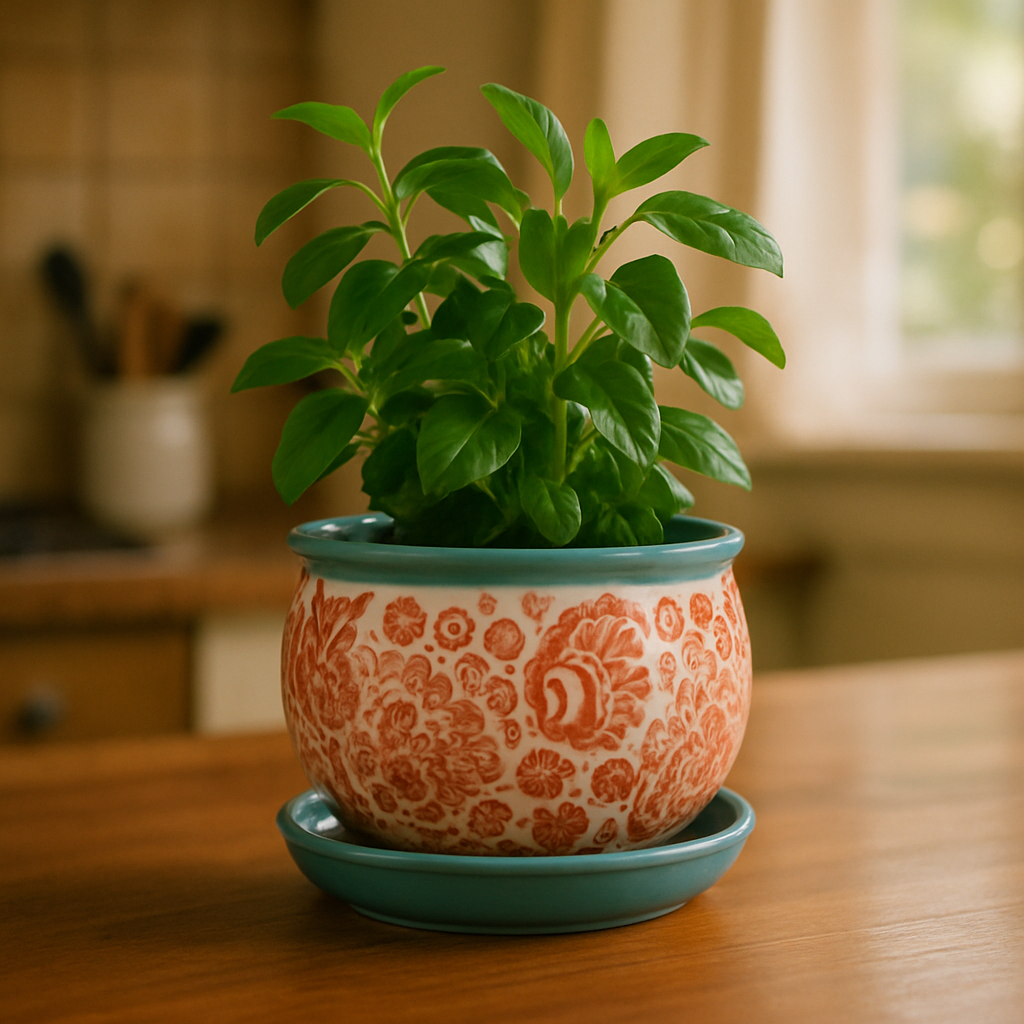 Funky Toile Bowl with Attached Saucer